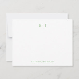 Personligen Sage Grönt Monogram par Initialer Anteckningskort
