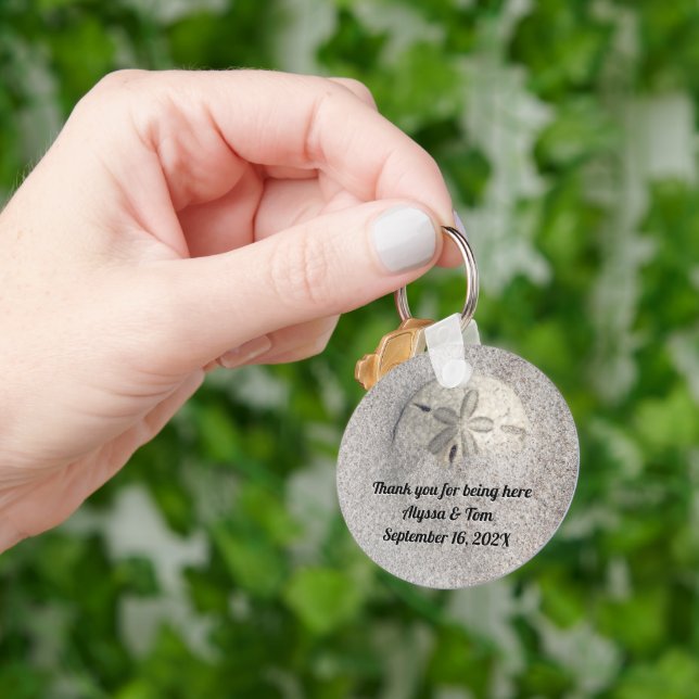 Personligen Sand Dollar Beach Favor Nyckelring (Hand)