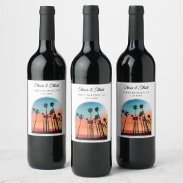 Personligen Santa Barbara Wedding Favor Vinflaska Etikett
