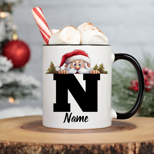 Personligen Santa i familjen Monogramme Kaffemugg (Skapare uppladdad)