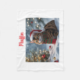 Personligen Santa Tassar Bengal Cat-julen Fleecefilt