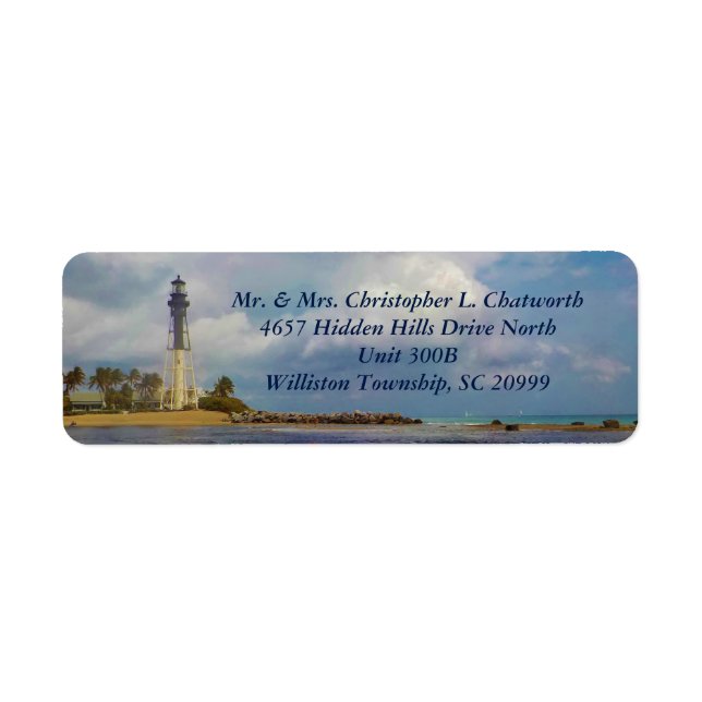 Personligen Scenia Hillsboro Inlet Light Returadress Etikett (Framsidan)