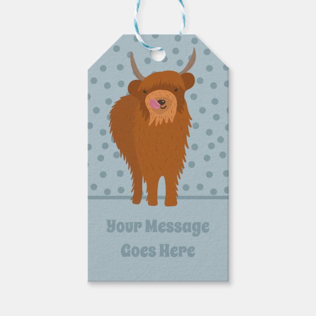 Personligen Scottish Highland Cattle Cow Graphic Presentetikett (Framsidan)
