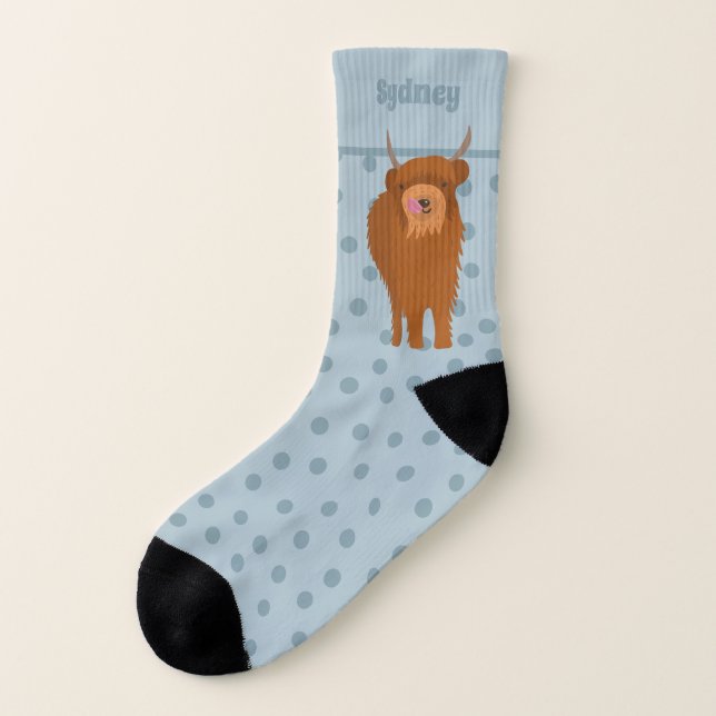 Personligen Scottish Highland Cattle Cow Graphic Strumpor (Vänster utanför)