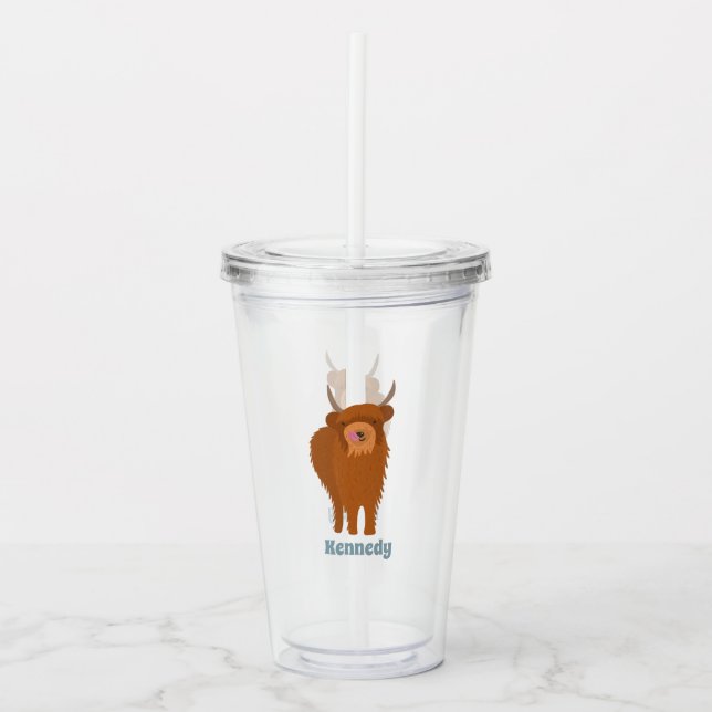 Personligen Scottish Highland Cattle Cow Graphic Take Away Mugg (Framsida)