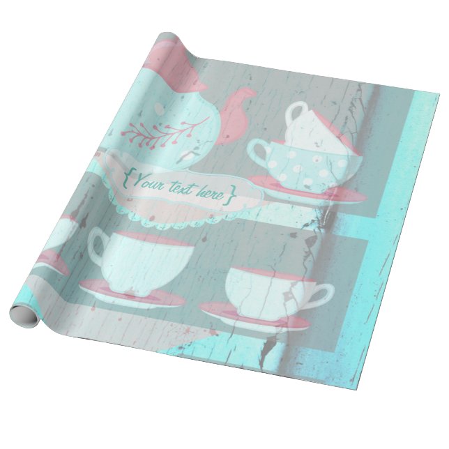 Personligen Shabby-Chic i Party i Birthday Tea Presentpapper (Utrullad)