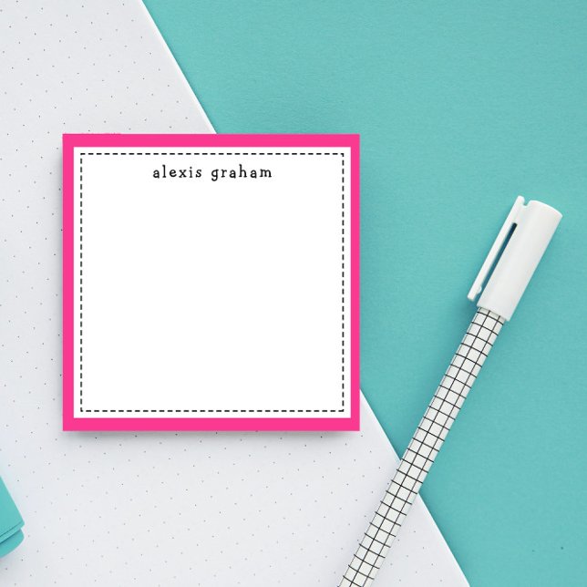 Personligen Shock rosa Gräns Lägg till Namn Post-it Block (Skapare uppladdad)