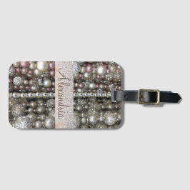 Personligen Silver och Rosa Pärlor Bagagebricka