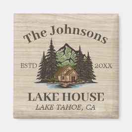 Personligen Sjö House Wood Thated Family Namn Magnet