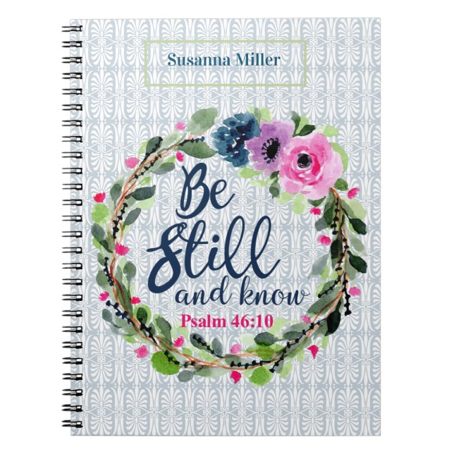 Personligen ska vara stilla och känna till Blommig Anteckningsbok (Framsidan)