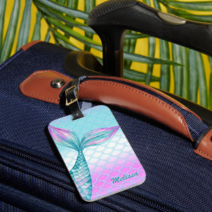 Personligen Skalor i Girly Rosa Teal Sjöjungfru Sv Bagagebricka