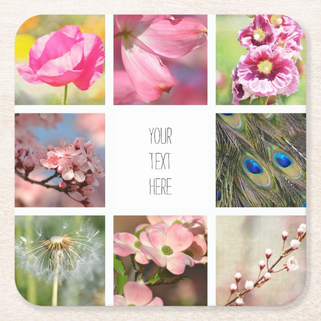 Personligen Skapar din egen fotokollage   Underlägg Papper Kvadrat (Framsidan)