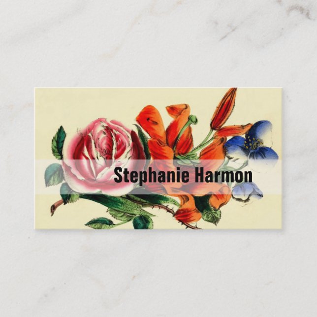 Personligen skapar din egna vintageblommigt visitkort (Framsida)