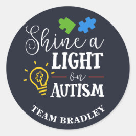 Personligen skina ett ljus på Autism Matching Team Runt Klistermärke
