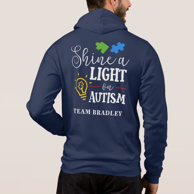 Personligen skina ett ljus på Autism Matching Team T Shirt (Baksida)