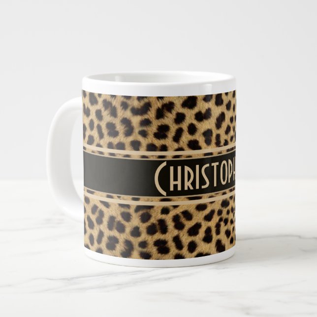 Personligen Skriv ut leopard Spot Skin Jumbo Mugg (Framsida vänster)