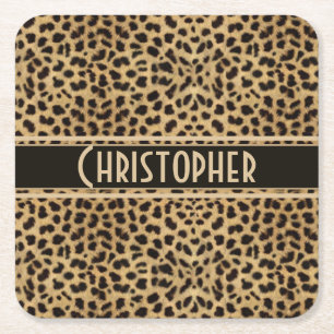 Personligen Skriv ut leopard Spot Skin Underlägg Papper Kvadrat