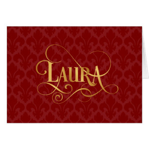 Personligen skrivar Laura guld- röd Fleur-de-Lis Hälsningskort