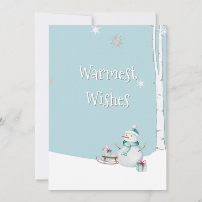 Personligen Snögubbe Sled Gifts  varmaste Önskemål Kort (Framsida)