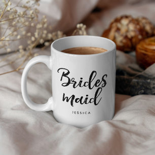 Personligen snyggt Script "Bridesmaid" Kaffemugg