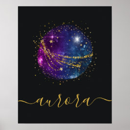 Personligen Space Galaxies och Guld Stars Poster