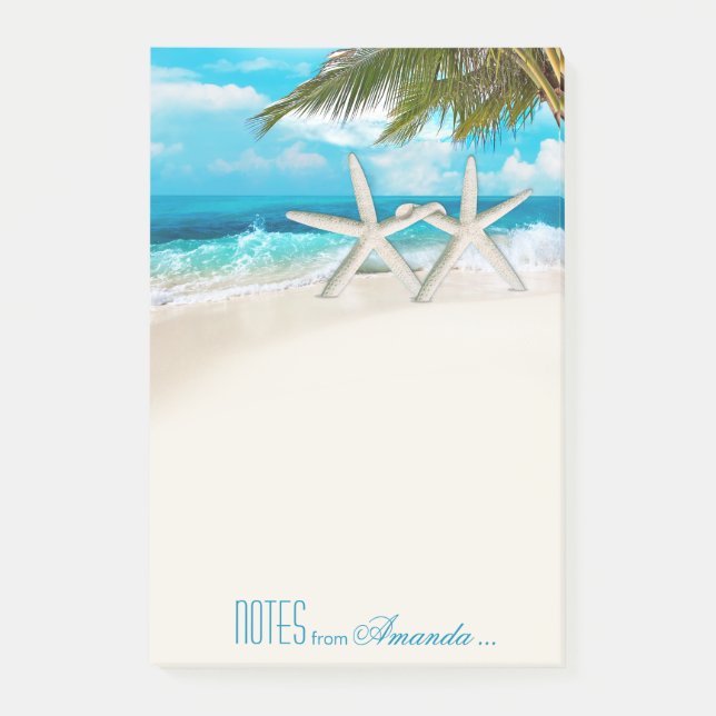 Personligen Starfish par White Sands Beach Post-it Block (Framsida)