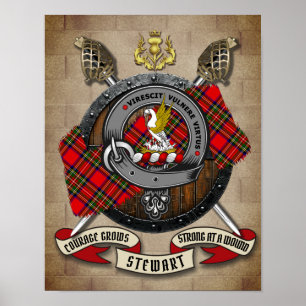 Personligen Stewart Klan Badge W/Crossed Swords Poster