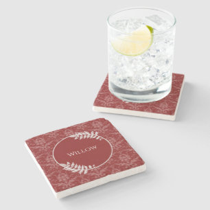 Personligen Stone Underlägg Red Elegant Damask