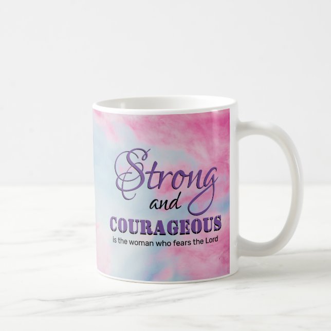 PERSONLIGEN STRONG & COURAGEOUS Christian Woman Kaffemugg (Höger)