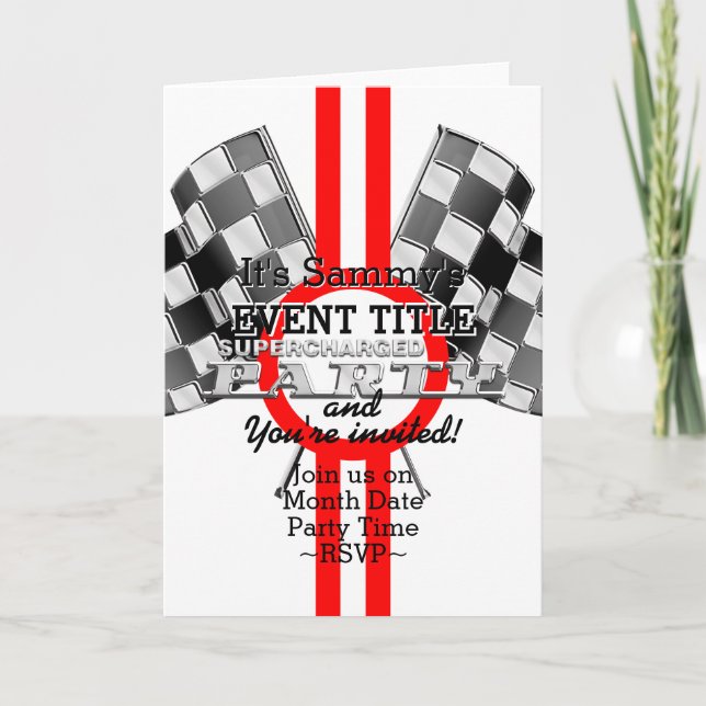 Personligen Supercharged kapacitetspartyet Inbjudan (Framsida)