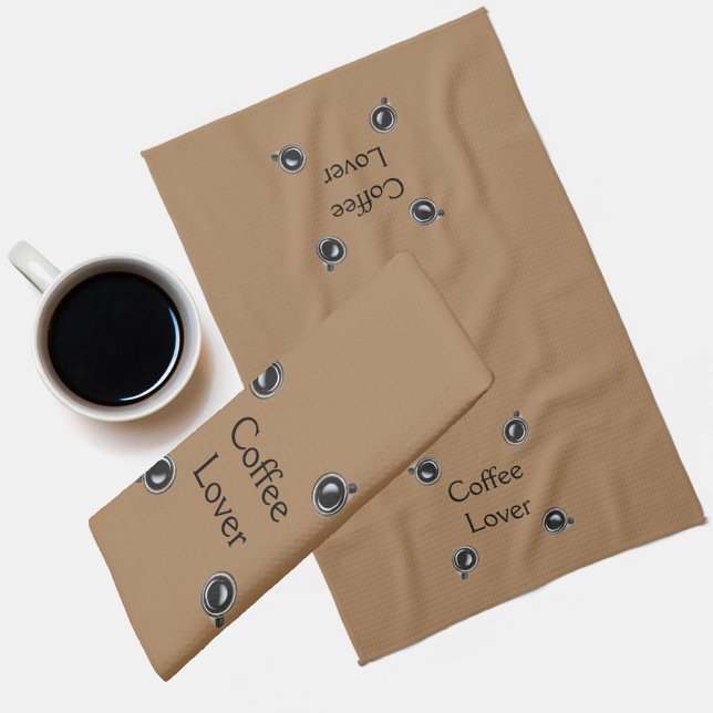 Personligen Svarta havet och vitkaffe Kopp Mönster Kökshandduk (Skapare uppladdad)