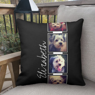 Personligen Svartvit fotokollage-kvadrater Kudde