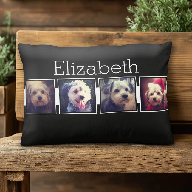 Personligen Svartvit fotokollage-kvadrater Prydnadskudde (Custom Pillow)