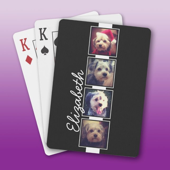 Personligen Svartvit fotokollage-kvadrater Spel Kort (Custom Playing Cards)