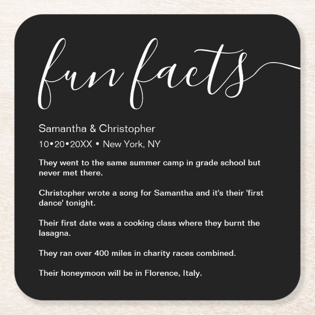 Personligen Svartvit Roligt - faktablad Underlägg Papper Kvadrat (Framsidan)