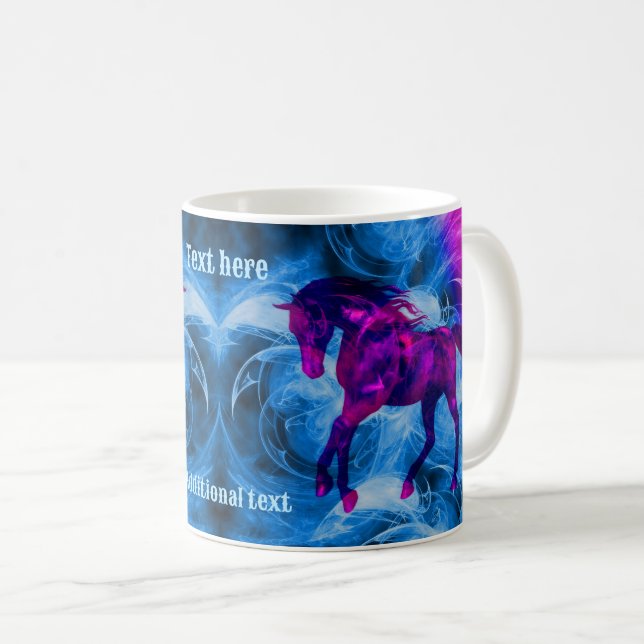 Personligen Swirling Fractal Fantasy Horse Kaffemugg (Framsida höger)