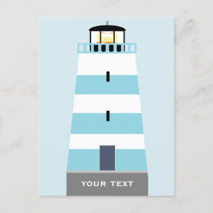 Personligen Tall Blue och White Lighthouse Helg Vykort