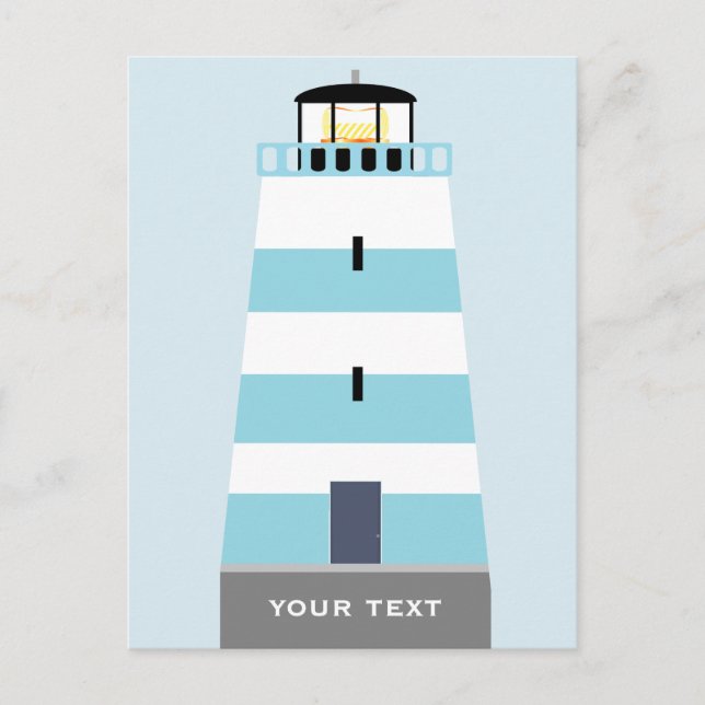 Personligen Tall Blue och White Lighthouse Helg Vykort (Framsida)