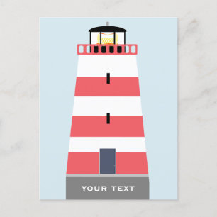 Personligen Tall Red and White Lighthouse Helg Vykort