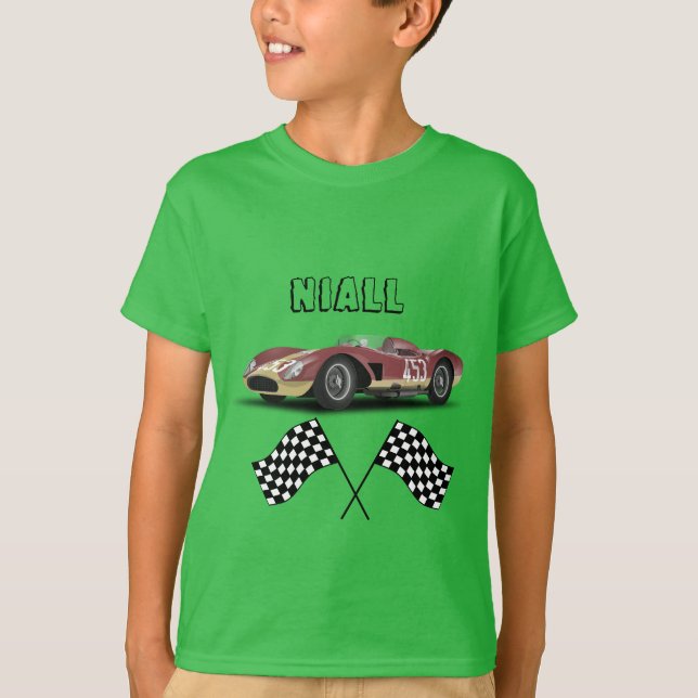 Personligen Tävling i Lime Green Sporty Car T Shirt (Framsida)