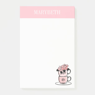 Personligen Tea Tekopp Flowers Post it Notes Post-it Block