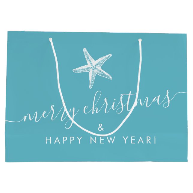 Personligen Teal Blue Coastal jul Starfish (Baksidan)