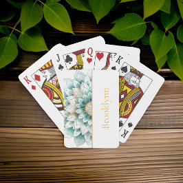 Personligen Teal Blue Guld Blommigt Mandala Casinokort