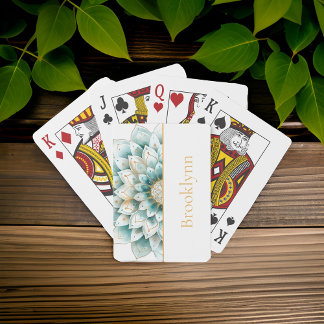 Personligen Teal Blue Guld Blommigt Mandala Casinokort