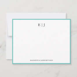 Personligen Teal Gräns par Monogram Initialer Anteckningskort