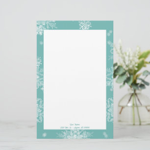 Personligen Teal jul Snöflingor Brevpapper