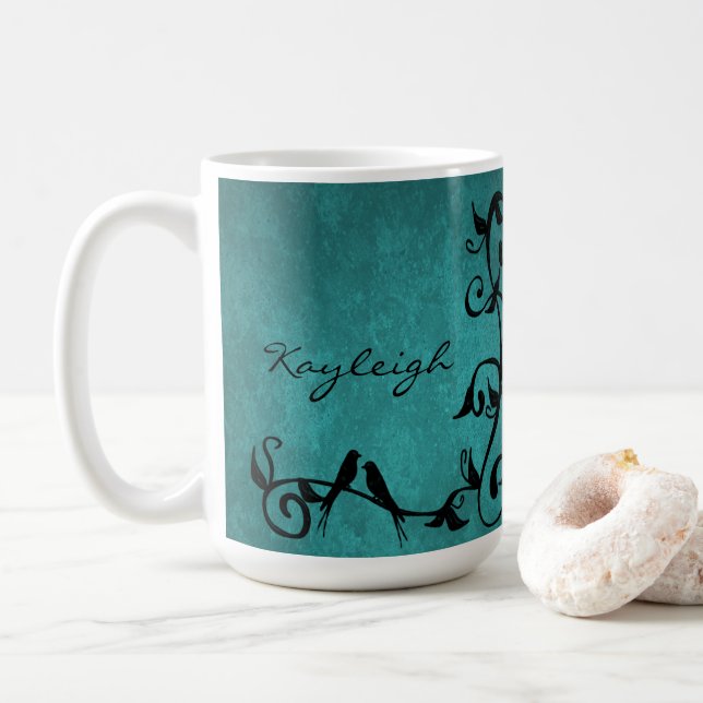 Personligen Teal Lovebird Mugg (Med munk)