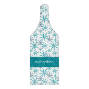 Personligen Teal Navy Snowflake Mönster