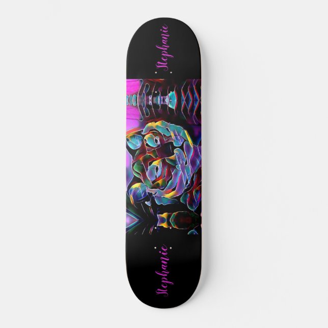 Personligen Tiger Abstrakt Girls Mini Skateboard Bräda 18,5 Cm (Framsida)
