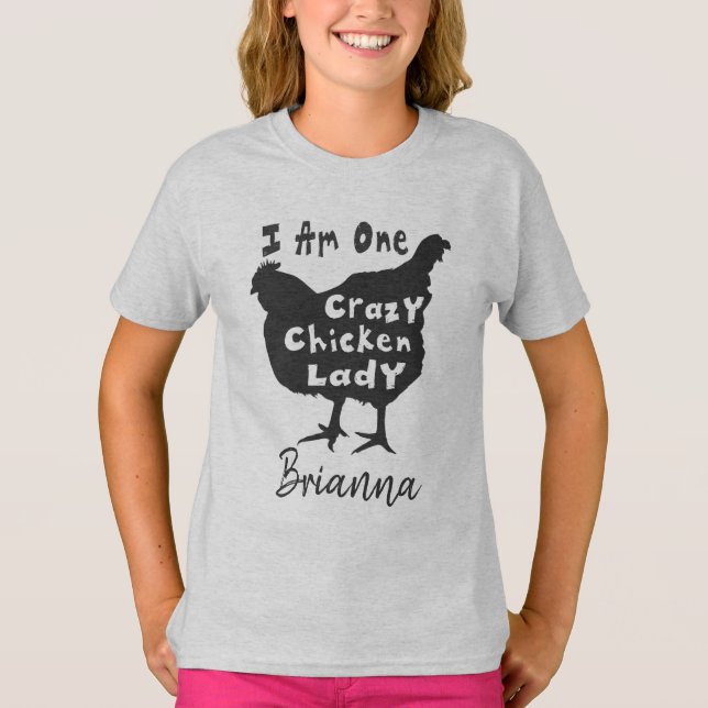 Personligen Toppen Cute Crazy Chicken Dam T Shirt (Framsida)